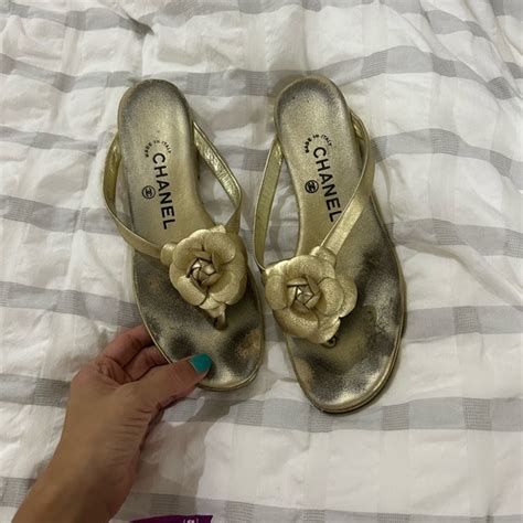 vintage gold sandals with star and chanel gucci prada lv|Chanel Gold Sandal .